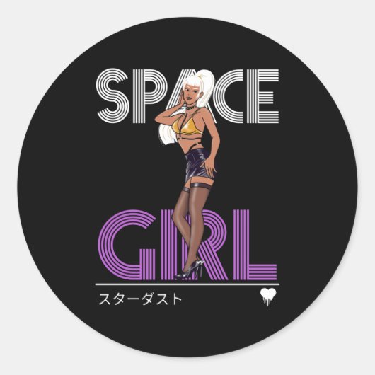 Space Girl - Stardust Fan - Anime Meisje Ronde Sticker (Voorkant)