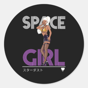 Space Girl - Stardust Fan - Anime Meisje Ronde Sticker