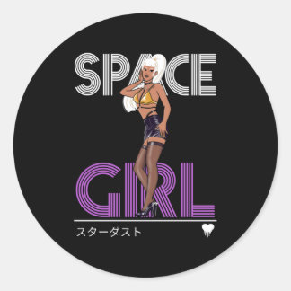 Space Girl - Stardust Fan - Anime Meisje Ronde Sticker