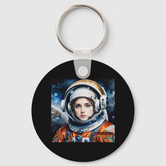 Space Girl Sticker Sleutelhanger (Voorkant)