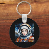 Space Girl Sticker Sleutelhanger (Voorkant)