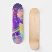 Space Girl Synthwave Cyberpunk Futuristic Art Persoonlijk Skateboard (Voorkant)