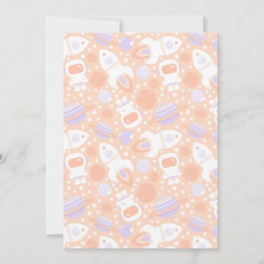 Space Girl Two The Moon Raket Ship Party Uitnodige Kaart (Achterkant)