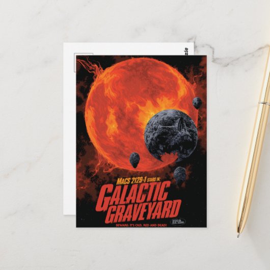 Space Graveyard Skull Halloween Galaxy of Horrors Briefkaart (Voorkant / Achterkant in situ)