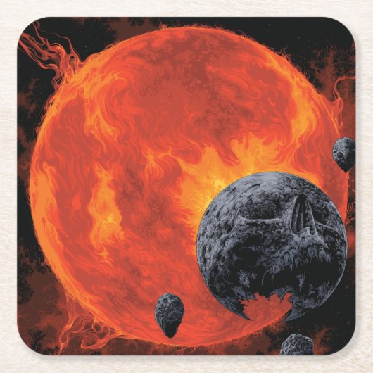 Space Graveyard Skull Halloween Galaxy of Horrors Kartonnen Onderzetters (Voorkant)