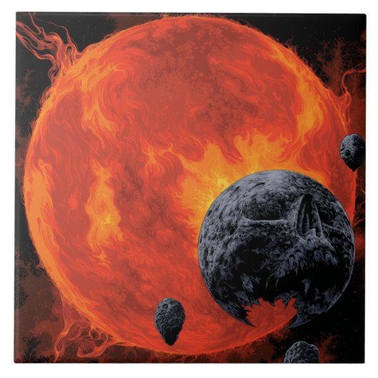 Space Graveyard Skull Halloween Galaxy of Horrors Tegeltje (Voorkant)