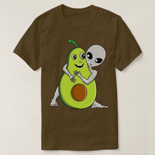 Space Gray Alien UFO Avocado Lover Hugging T-shirt (Design voorkant)