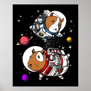 Space Guinee Varkens Astronauts Cosmic Cavy Pet Poster