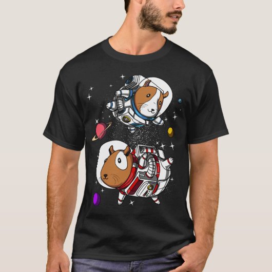Space Guinee Varkens Astronauts Cosmic Cavy Pet T-shirt (Voorkant)