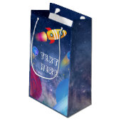 Space Happy Birthday op maat Klein Cadeauzakje (Achterkant Gekanteld)