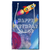 Space Happy Birthday op maat Klein Cadeauzakje (Voorkant)