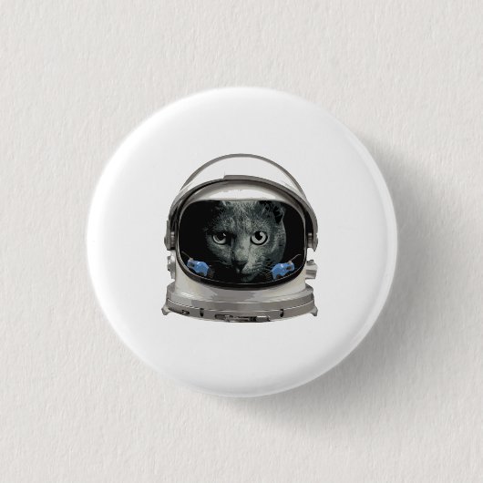 Space Helmet Astronaut Cat Ronde Button 3,2 Cm (Voorkant)