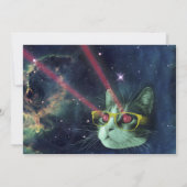 Space Hipster Cat Birthday Uitnodiging (Achterkant)