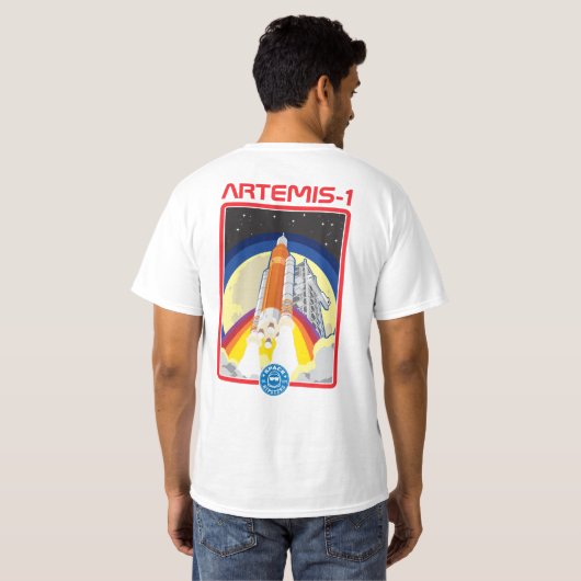 Space Hipsters® Artemis-1 Lancering T-shirt - Wit (Achterkant volledig)