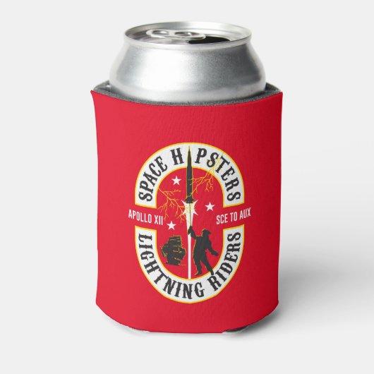 Space Hipsters® Lightning Riders schuim koozie (Blikje Achterkant)
