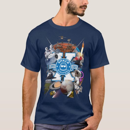 Space Hipsters® X Collage T-Shirt - Mannen (marine (Voorkant)