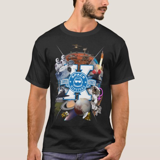 Space Hipsters® X Collage T-Shirt - Mannen (zwart) (Voorkant)