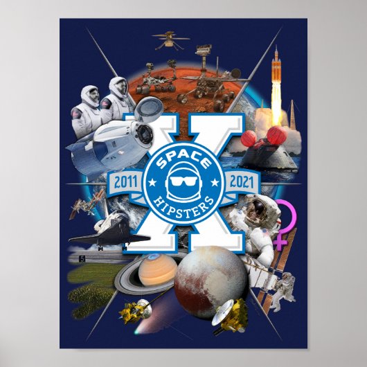Space Hipsters® X Collage Wall Art Poster 9 x 12 i (Voorkant)