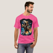 Space Hondenliefhebber Riding Dinosaur T Rex T-shirt (Voorkant volledig)