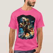 Space Hondenliefhebber Riding Dinosaur T Rex T-shirt (Voorkant)