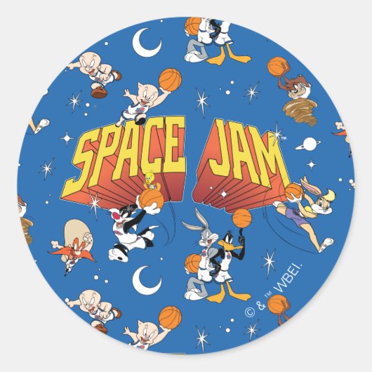 SPACE JAM™ TUNE SQUAD™ Outer Space-patroon Ronde Sticker (Voorkant)