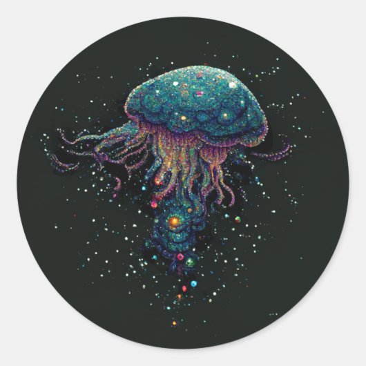 Space Jellyfish Ronde Sticker (Voorkant)