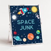 Space Junk Astronaut Planets Birthday Snack Sign Poster