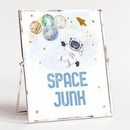 Space Junk Astronaut Space Birthday Snack Sign Poster