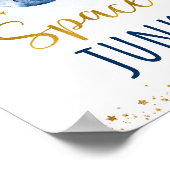Space Junk Galaxy Blue Gold Birthday Sign Poster (Hoek)