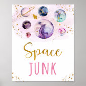 Space Junk Pink Gold Snacks verjaardagsgeblog Poster (Voorkant)