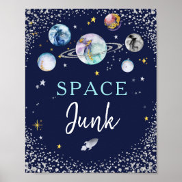Space Junk Space Galaxy Birthday Party Poster