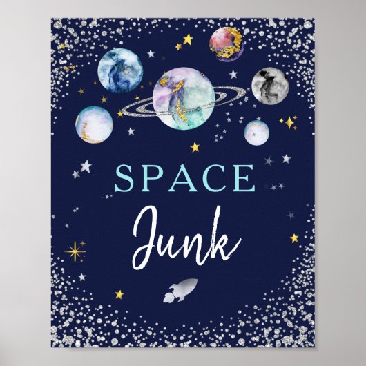 Space Junk Space Galaxy Birthday Party Poster (Voorkant)
