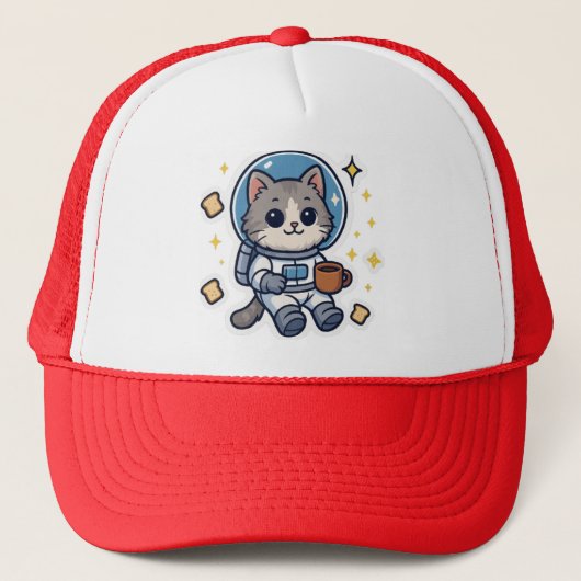 Space Kat Trucker Hat – Cosmic Cat Print Pet (Voorkant)