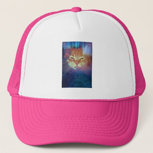 Space Kat zegt lees mijn ogen trucker hoed Trucker Pet (Voorkant)