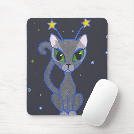 " space kat " zwarte mousepad muismat (Met muis)