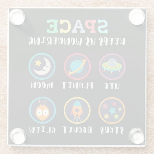 Space keeps us wondering glazen onderzetter (Achterkant)