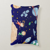 Space kids moon landing spaceship satelliet stars accent kussen (Achterkant (Verticaal))