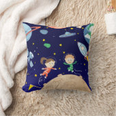 Space kids moon landing spaceship satelliet stars kussen (Deken)