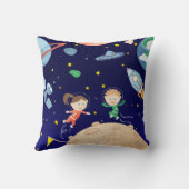 Space kids moon landing spaceship satelliet stars kussen (Achterkant)