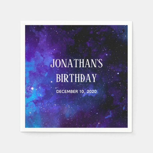 Space kids verjaardag. Planetariumfeest. Galaxy Servet (Voorkant)