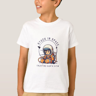 Space kind Vastgelopen in de ruimte Earth Uitzicht T-shirt