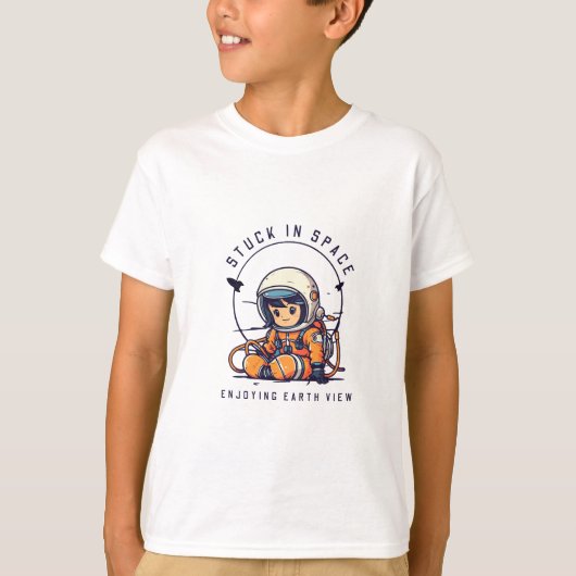 Space kind Vastgelopen in de ruimte Earth Uitzicht T-shirt (Voorkant)