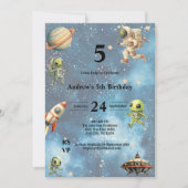 Space Kinder Aliens Astronaut Planets Jongens Verj Kaart (Voorkant)