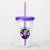Space Kitten Kat Astronaut Meisjes Gepersonaliseer Acryl Drinkbeker (Voorkant)