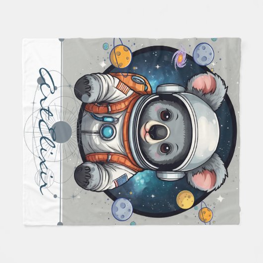 Space Koala Afdrukken Fleece Deken (Voorkant (Horizontaal))