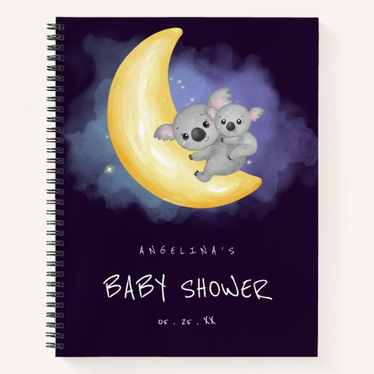Space Koala Baby shower cadeau lijst Notitieboek (Voorkant)