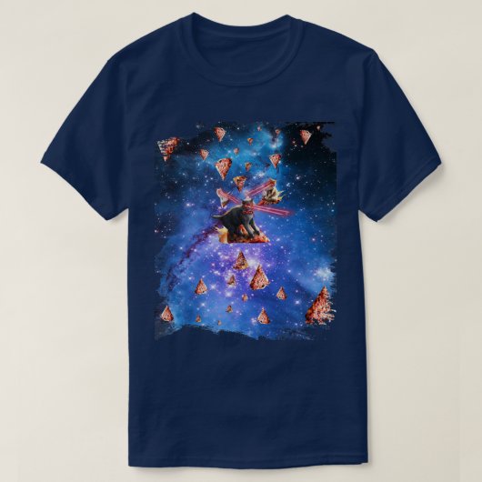 Space Laser Eye Cat Riding Pizza, Galay Cats 1571 T-shirt (Design voorkant)