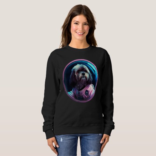 Space Lhasa Apso Dog Mom Dad Lhasa Apso Trui (Voorkant volledig)