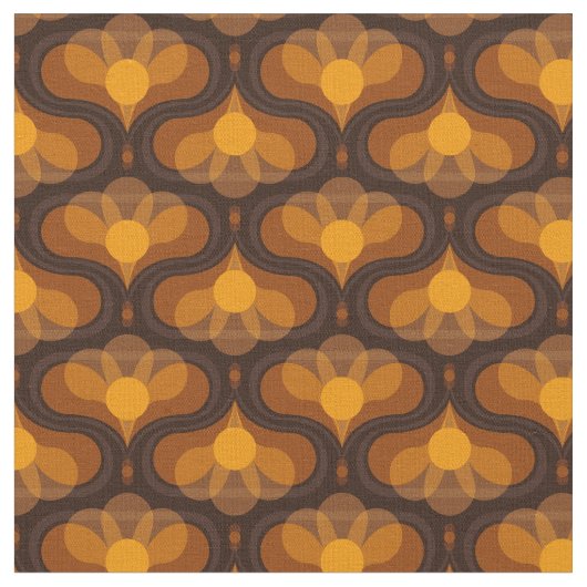 Space Lily Mustard Print Stof (Close Up)