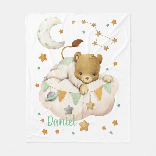 Space Lion Fleece Blanket Deken (Voorkant)